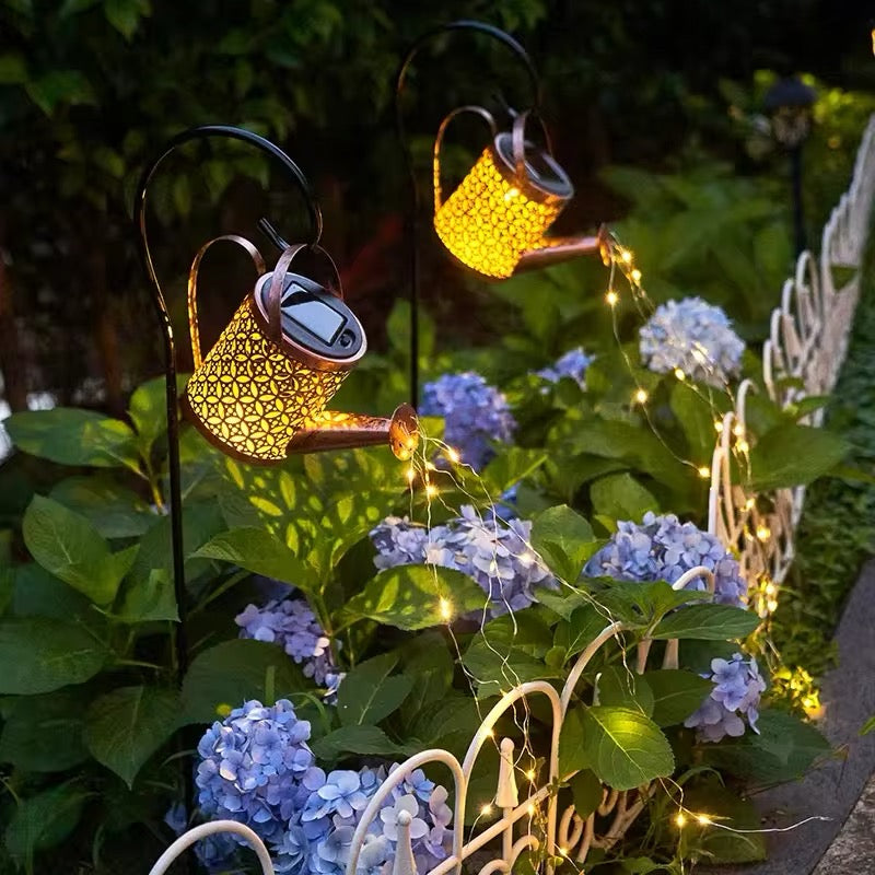 Solar-Powered Watering Can Lamp for Charming Garden Lighting | Stornfield