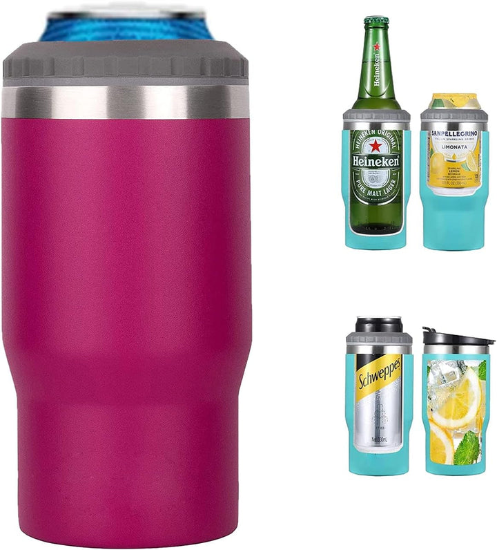 Stornfield | 4-in-1 Stainless Steel Can/Bottle Thermos, 14 Oz Dual-Purpose Lid, Insulated SUS Can Cooler, Beer Bottle Holder (Black)