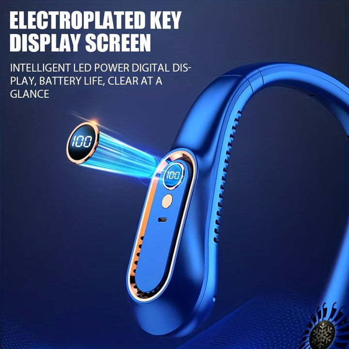 Stay Cool And Comfortable With This USB Rechargeable 5-Speed Adjustable Neck Fan - Digital Display & Bladeless! | Stornfield