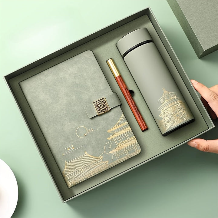 Imperia Luxe Gift Set – Notebook, Thermos Bottle and Pen in Gift Box | Stornfield