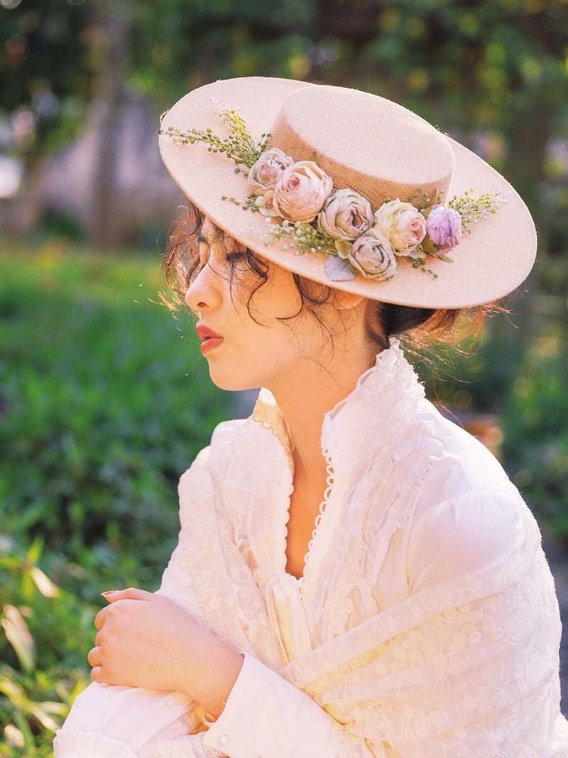 Stornfield | Handmade French Hat, Retro And Elegant Hollow Flower Forest Style Flat Hat