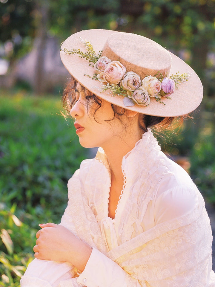 Stornfield | Handmade French Hat, Retro And Elegant Hollow Flower Forest Style Flat Hat