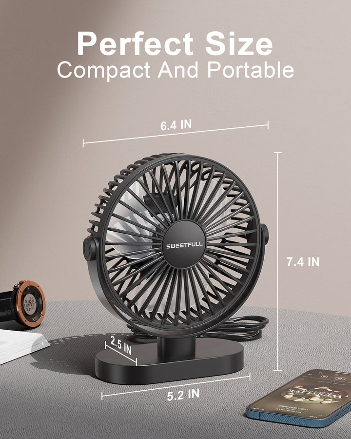 6.5 Inch USB Small Desk Fan for Home Office Car Outdoor Travel | Stornfield