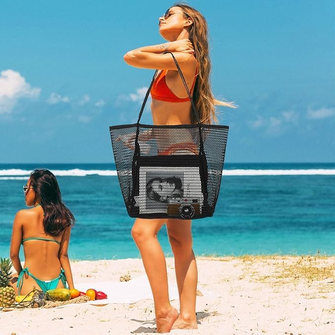 Foldable Mesh Beach Tote Bag with Inner Pocket | Stornfield