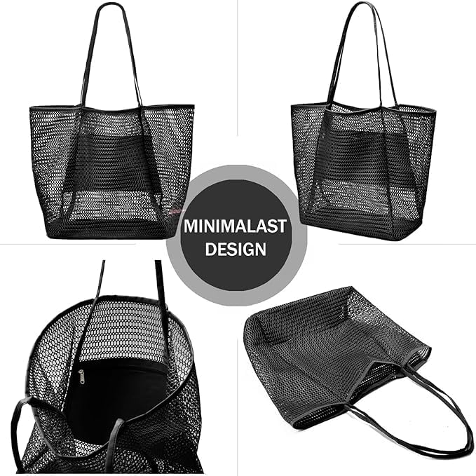 Foldable Mesh Beach Tote Bag with Inner Pocket | Stornfield