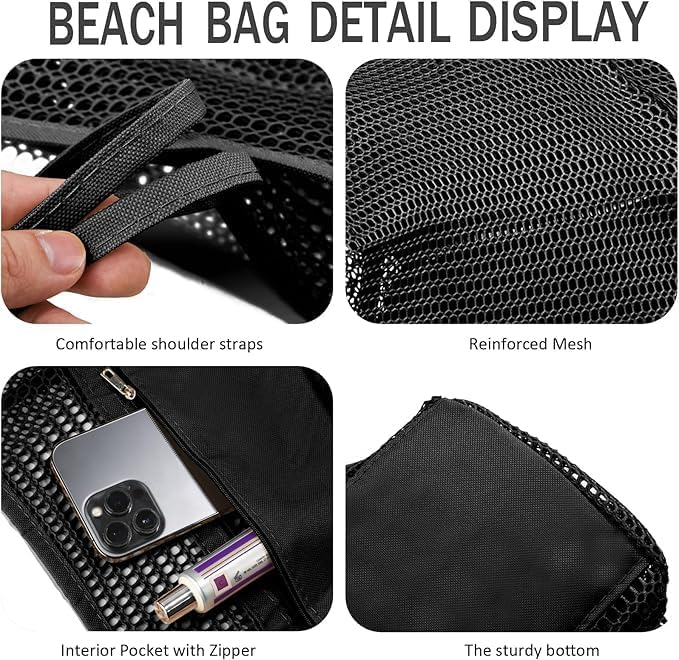 Foldable Mesh Beach Tote Bag with Inner Pocket | Stornfield
