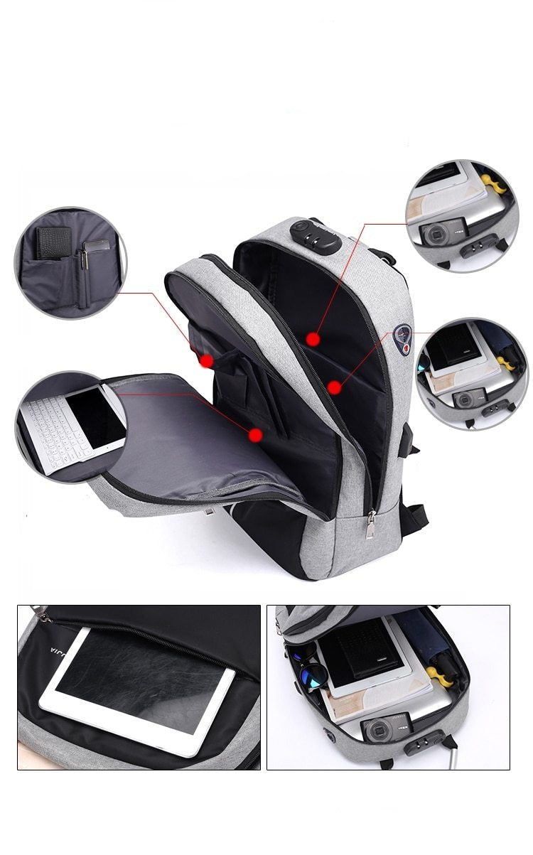 Water-Resistant Anti-Theft Laptop Backpack – Hidden Zipper Design with USB Charging | Stornfield