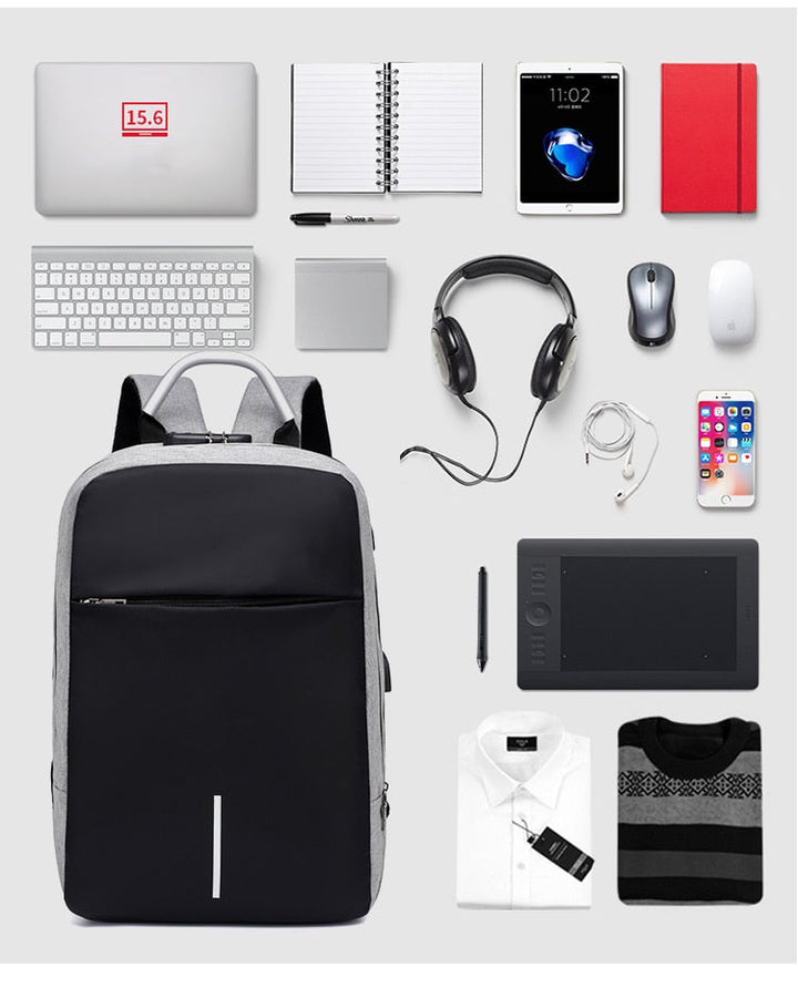 Water-Resistant Anti-Theft Laptop Backpack – Hidden Zipper Design with USB Charging | Stornfield