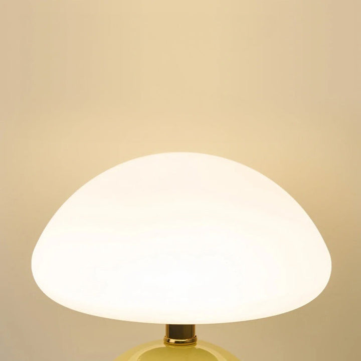 Modern bedside lamp with glass shade, designer LED table lamp for bedroom | Stornfield