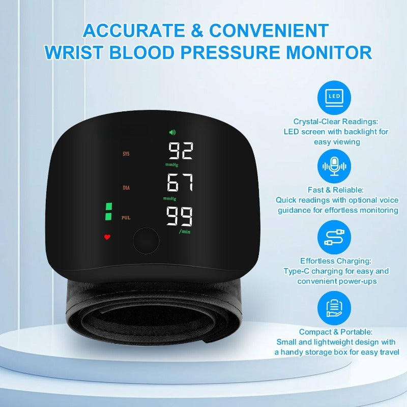 Stornfield USB-C Rechargeable Wrist Blood Pressure Monitor