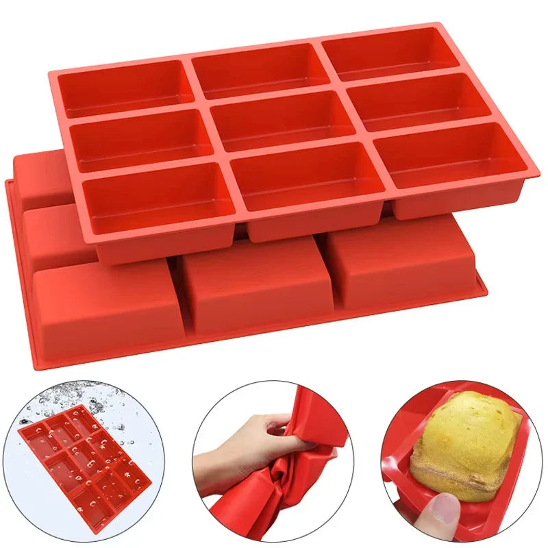 Large Mini Loaf Silicone Cake Pan with 9 Cavities, Non-Stick | Stornfield