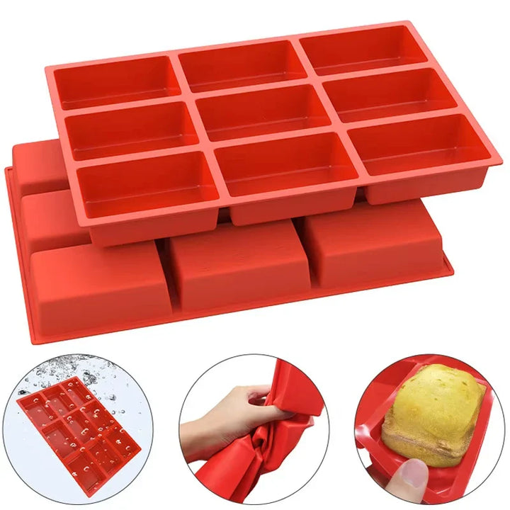 Large Mini Loaf Silicone Cake Pan with 9 Cavities, Non-Stick | Stornfield
