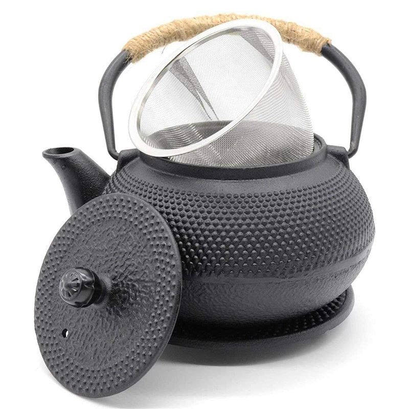 Black Iron Kettle with Infuser Cast Iron Tea Kettle for Water Boiling | Stornfield
