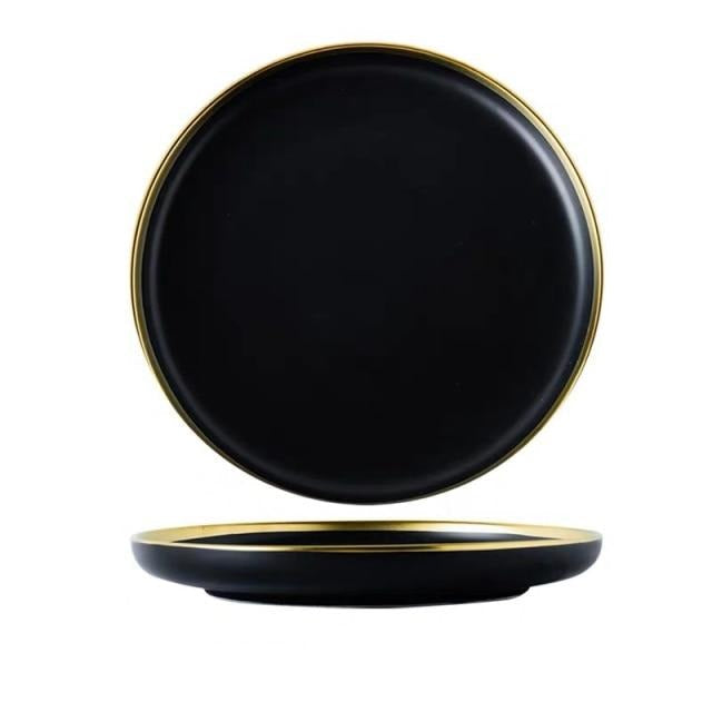 Black Porcelain Dinner Plates Dish Plates and Bowls Set Dinnerware Set | Stornfield