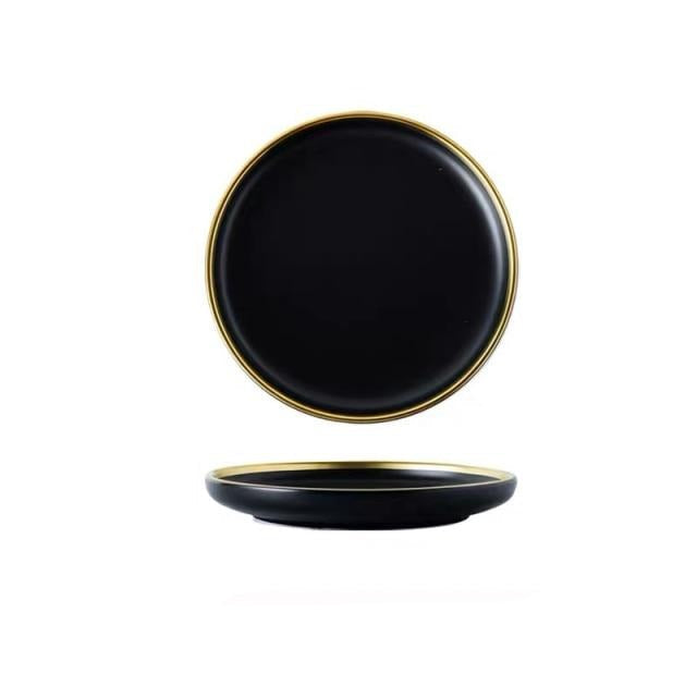 Black Porcelain Dinner Plates Dish Plates and Bowls Set Dinnerware Set | Stornfield