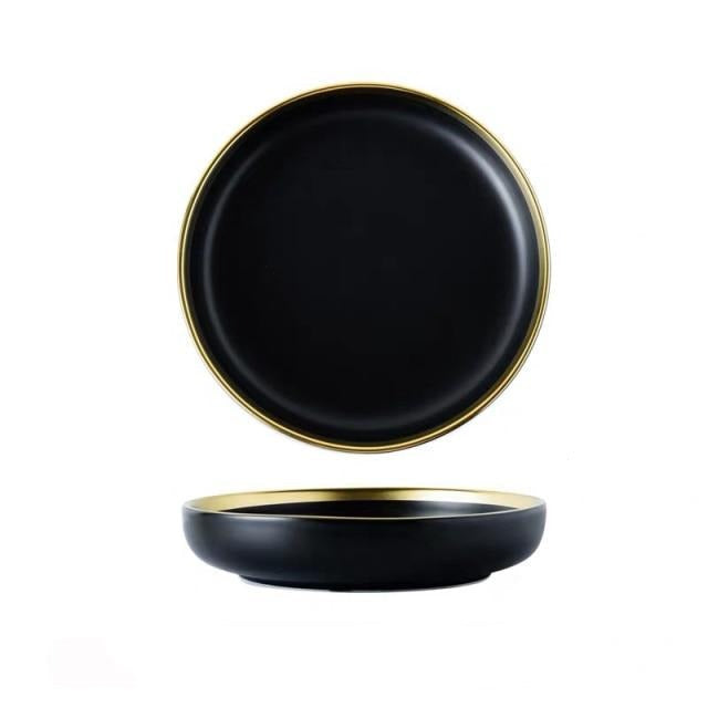 Black Porcelain Dinner Plates Dish Plates and Bowls Set Dinnerware Set | Stornfield