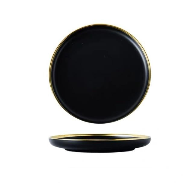 Black Porcelain Dinner Plates Dish Plates and Bowls Set Dinnerware Set | Stornfield