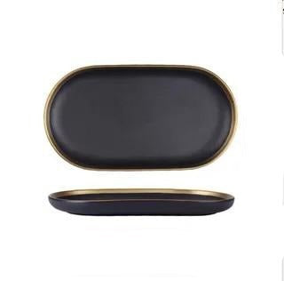 Black Porcelain Dinner Plates Dish Plates and Bowls Set Dinnerware Set | Stornfield