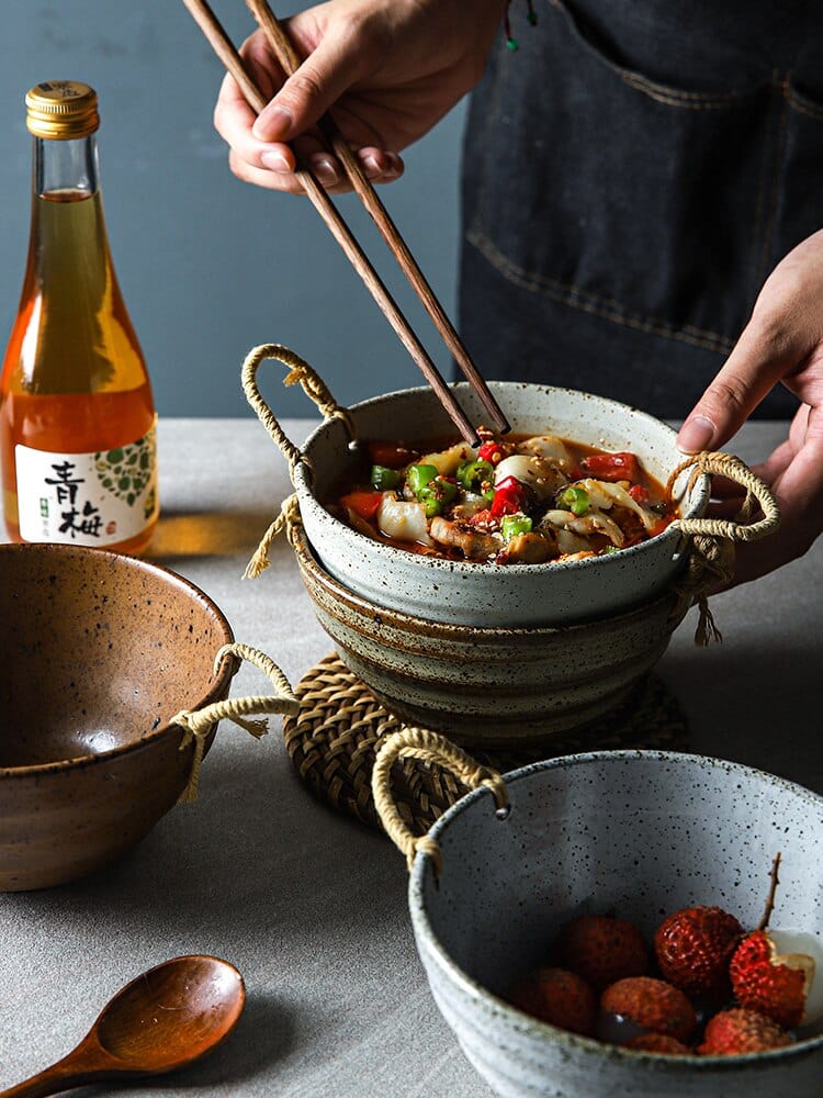 Fortessa ceramic bowl with hemp rope handle Stornfield