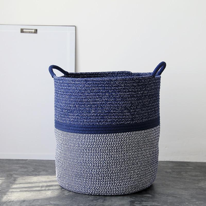 Stornfield | CoastalNest Panier de Rangement avec Poignées | Panier Décoratif Bleu Coastal | Organisation Fonctionnelle & Stylée
