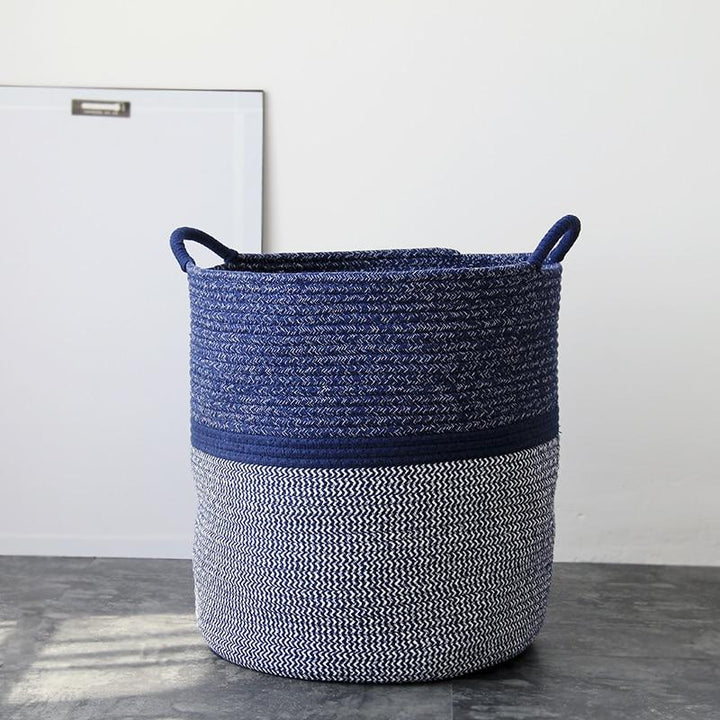 Stornfield | CoastalNest Panier de Rangement avec Poignées | Panier Décoratif Bleu Coastal | Organisation Fonctionnelle & Stylée