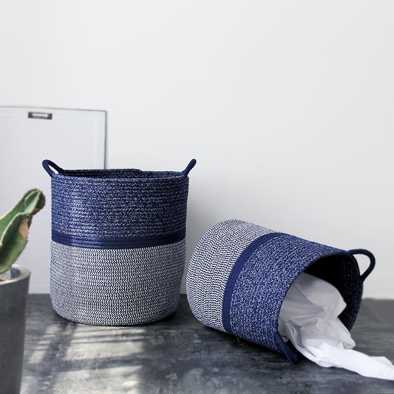Stornfield | CoastalNest Panier de Rangement avec Poignées | Panier Décoratif Bleu Coastal | Organisation Fonctionnelle & Stylée