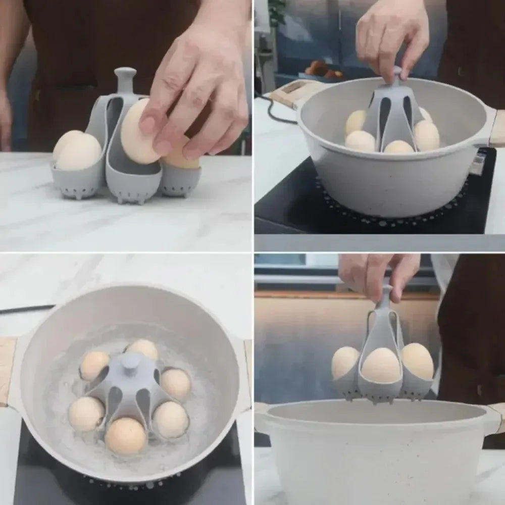 Silicone Hard Boiled Egg Holder Egg Cooking Tray with Anti-Scalding Handle | Stornfield