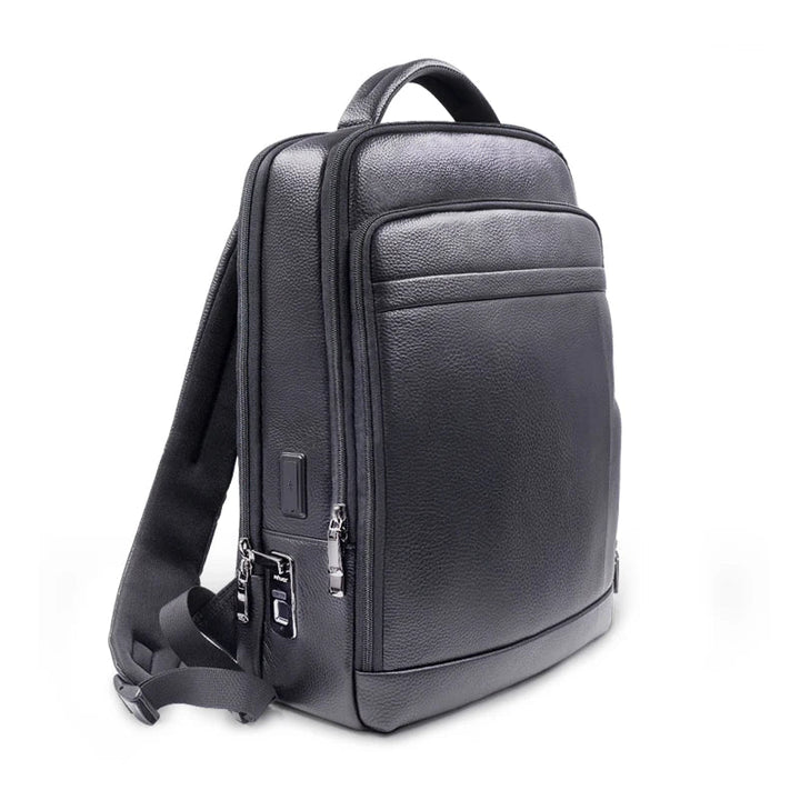 Premium Leather Backpack with Fingerprint Lock – Men’s Anti-Theft Backpack | Stornfield