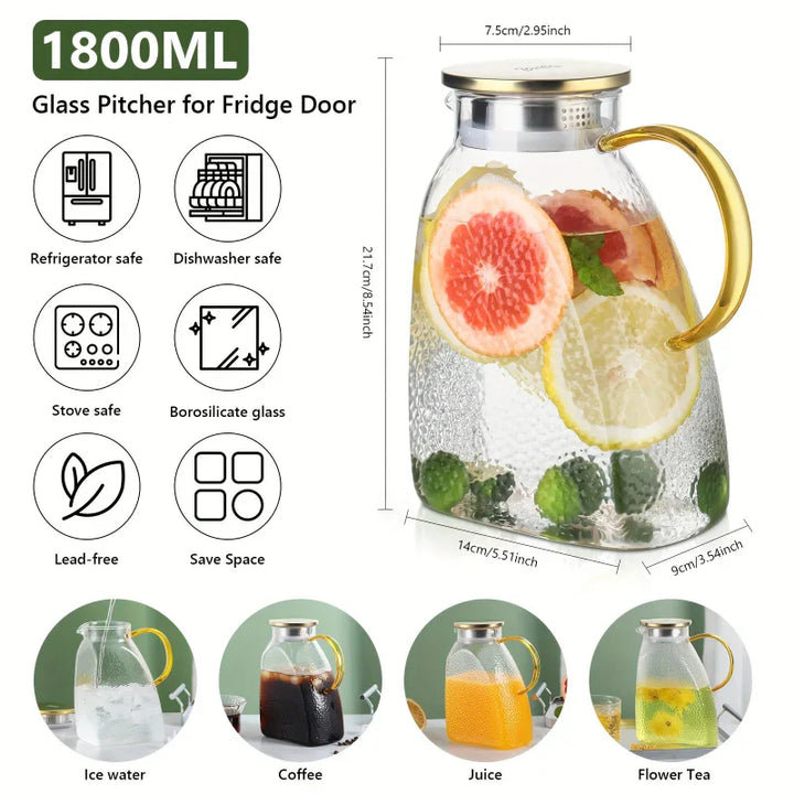Borosilicate Glass Pitcher With Handle And Lid Ice Tea Glass Pitcher | Stornfield
