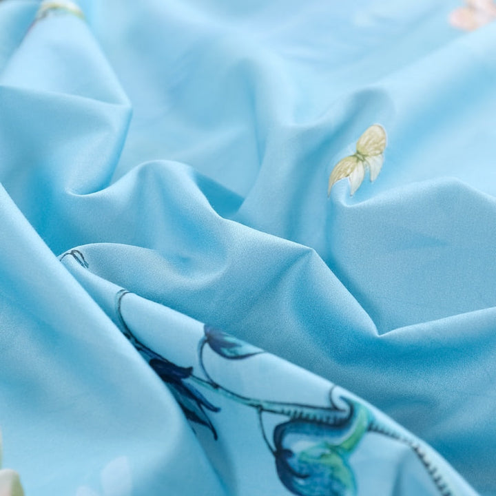 Azure Bloom Duvet Cover Set (Egyptian Cotton, 500 TC) | Stornfield