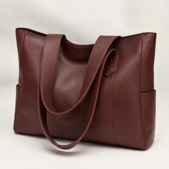 Elegant Leather Shoulder Bag with Retro Style and Smooth Surface