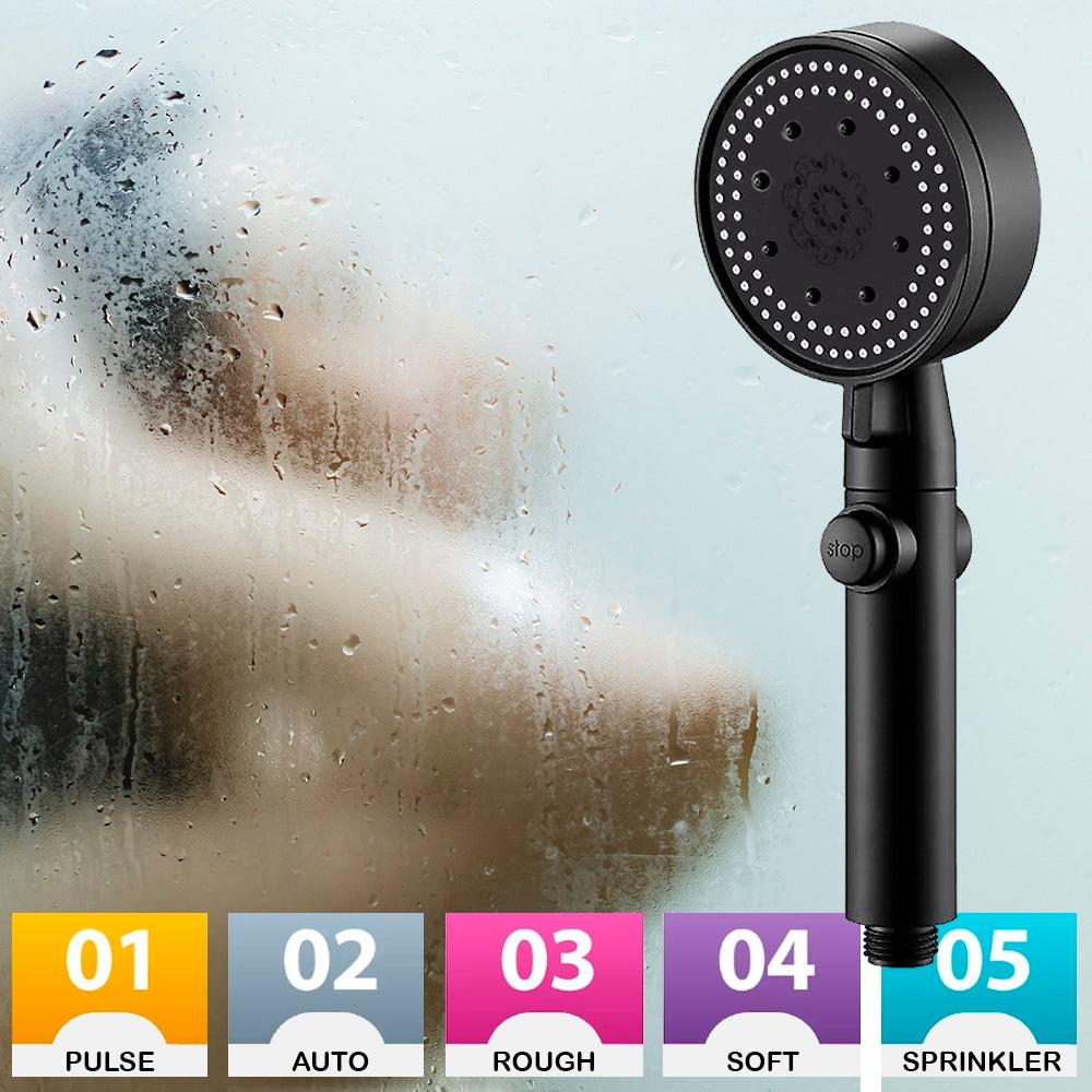 Shower head with 5 functions - black | Stornfield