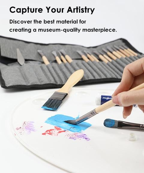 Brush set 24-piece with roll-up case and palette knife | Stornfield