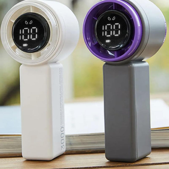 Compact High-Speed Handheld Fan with Digital Display - USB Rechargeable, 5 Speeds | Stornfield