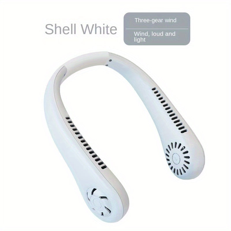 1pc Hands-Free Portable Neck Fan - Rechargeable, Leafless, and USB Powered - Perfect for Desk and Travel Use | Stornfield