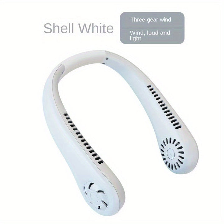 1pc Hands-Free Portable Neck Fan - Rechargeable, Leafless, and USB Powered - Perfect for Desk and Travel Use | Stornfield