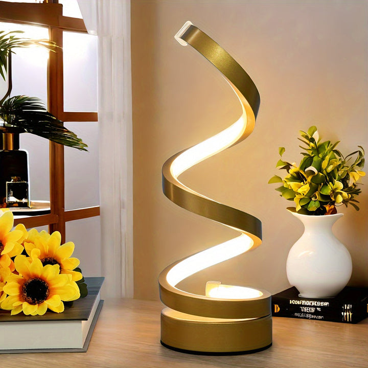 Stornfield | Lampe de Table Spirale Moderne – Lampe de Bureau LED Créative avec Lumière Douce Chaude, Parfaite pour la Décoration de Chambre, de Salon et d'Étude