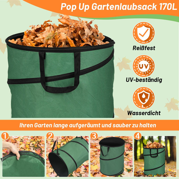 Gartensack Pop Up Garden Waste Bag 170L with Handles | Stornfield