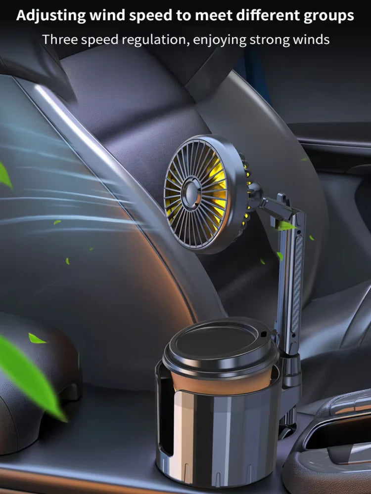 2-in-1 Car Cup Holder Fan with Adjustable Cooling and USB Charging | Stornfield