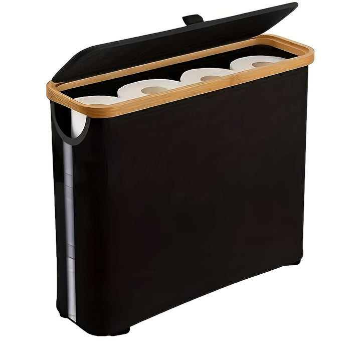 Large toilet paper holder with lid – space-saving & foldaStornfielde | wooden frame for bathroom & toilet | Stornfield