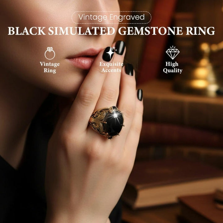 Engraved Men's Black Stone Ring Stornfield