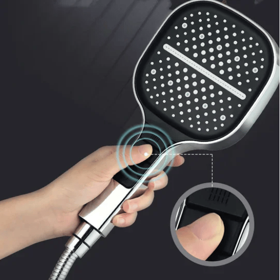HydraLux 7-Settings Shower Head – Water-Saving & Anti-Scale – Square Chrome | Stornfield