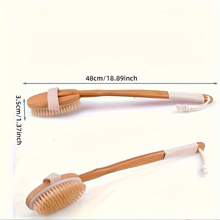 Stornfield | Boar Bristle Back Scrubber - Long Wooden Handle Bath Sponge Brush, Soft Natural Bristles for Back Cleaning