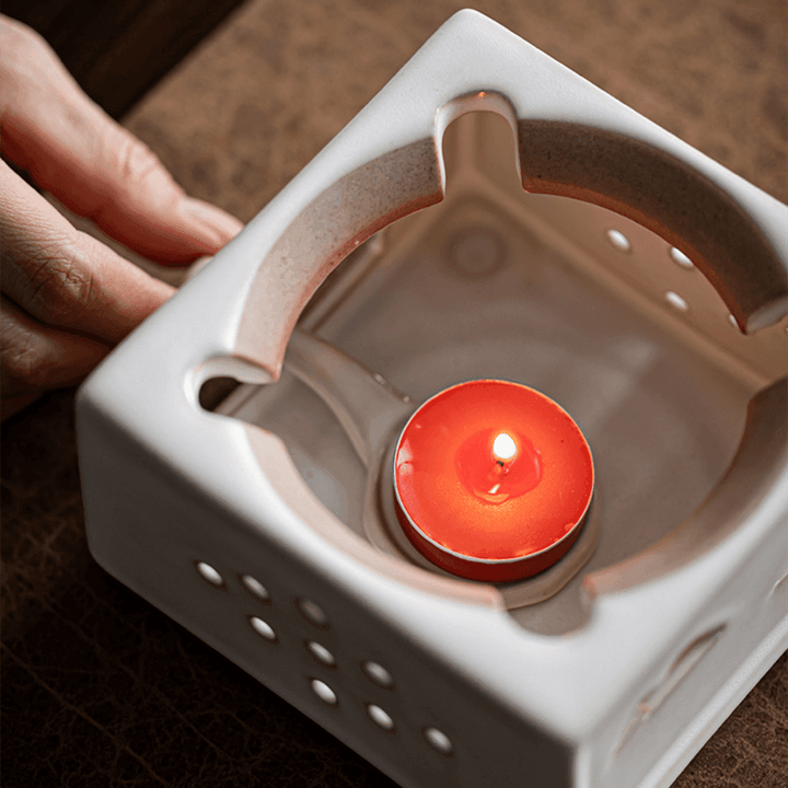 Handcrafted Ceramic White Dimpled Boiler With Candle Stove | Stornfield