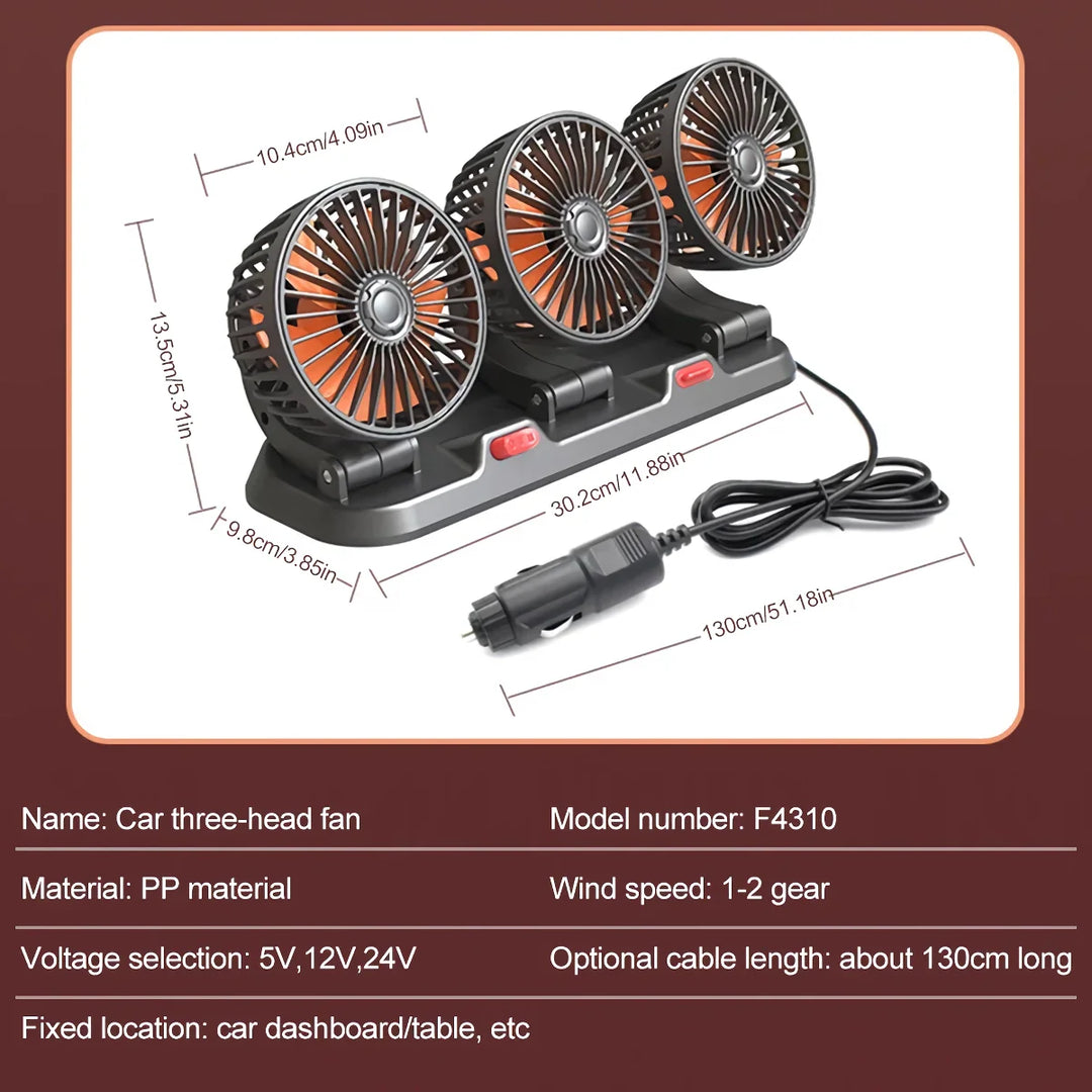 Adjustable 3-Head Electric Fan | Stornfield
