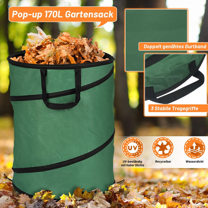 Gartensack Pop Up Garden Waste Bag 170L with Handles | Stornfield