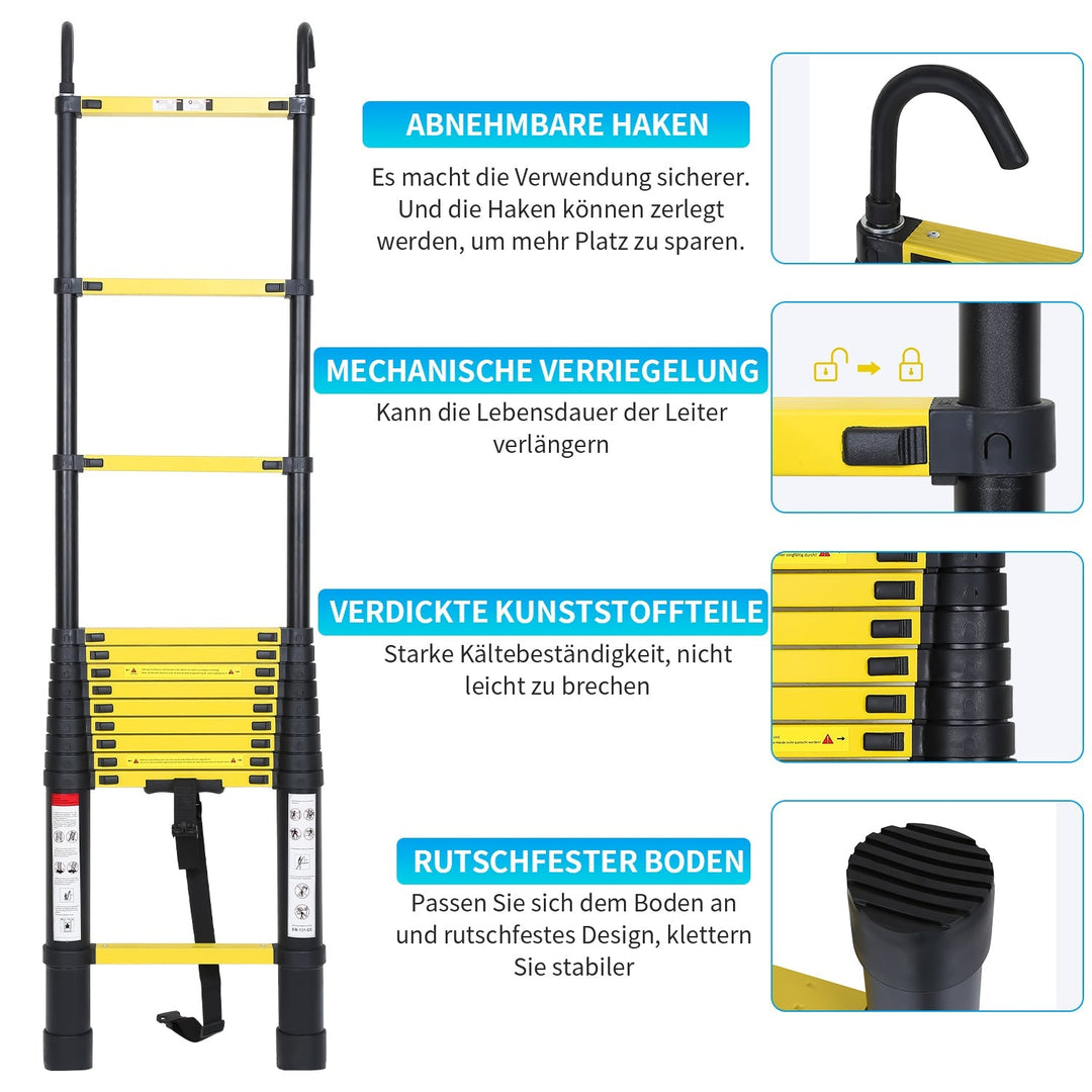 Telescopic Ladder Aluminum with Removable Hook | Stornfield