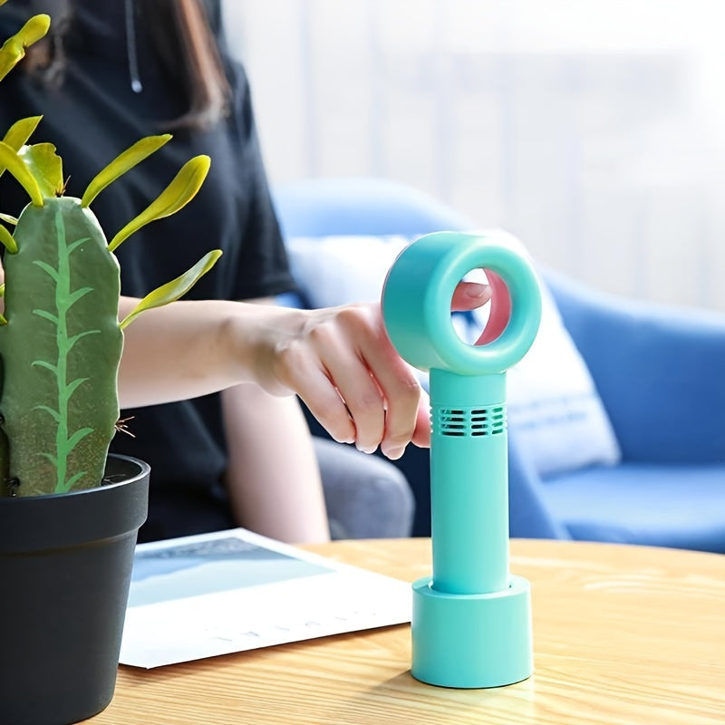 1pc USB Rechargeable Bladeless Handheld Fan - Portable Mini Desk Fan with 3 Speeds for Travel, Camping, Office, and Room Use | Stornfield