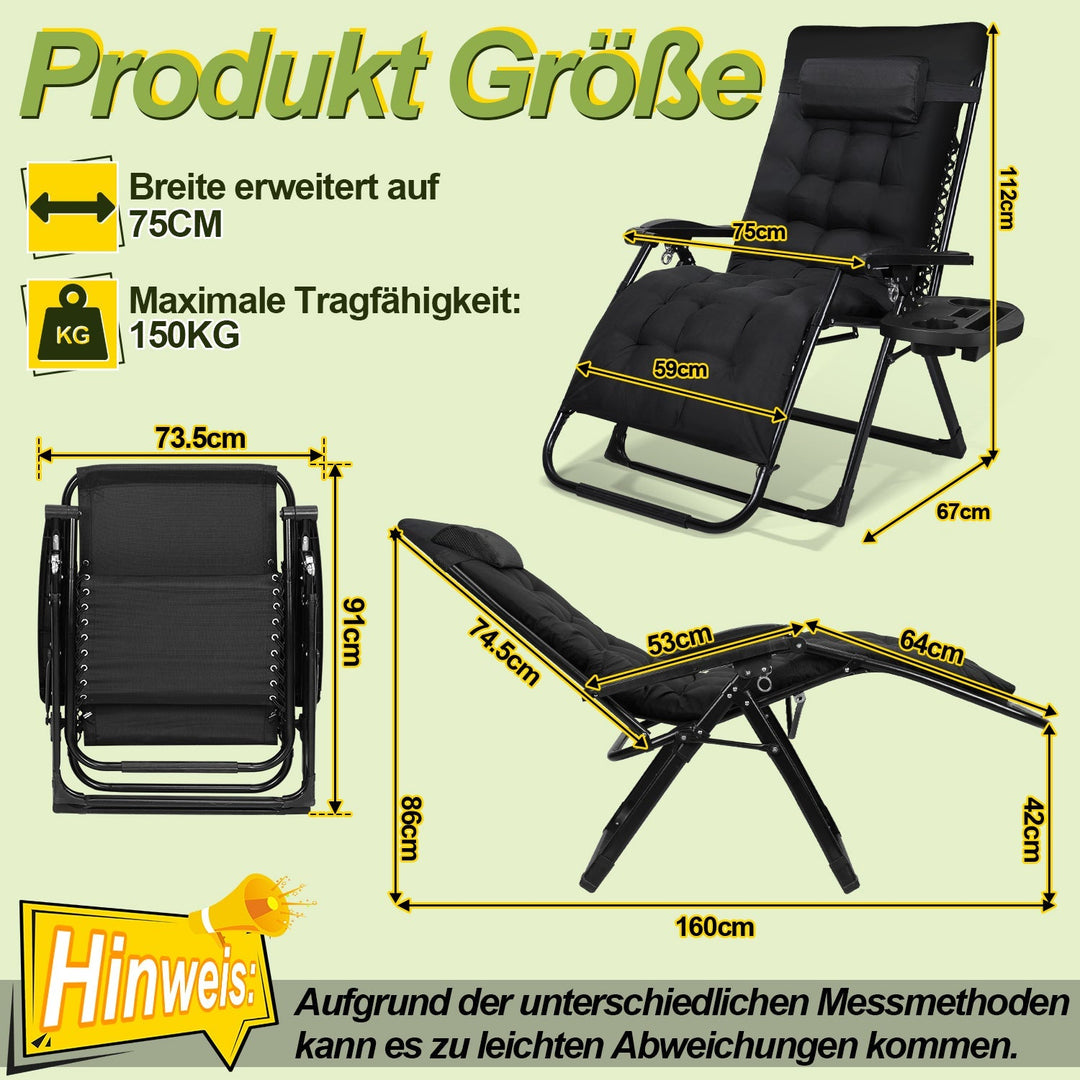 Sun Lounger Folding Deck Chair up to 200kg | Stornfield