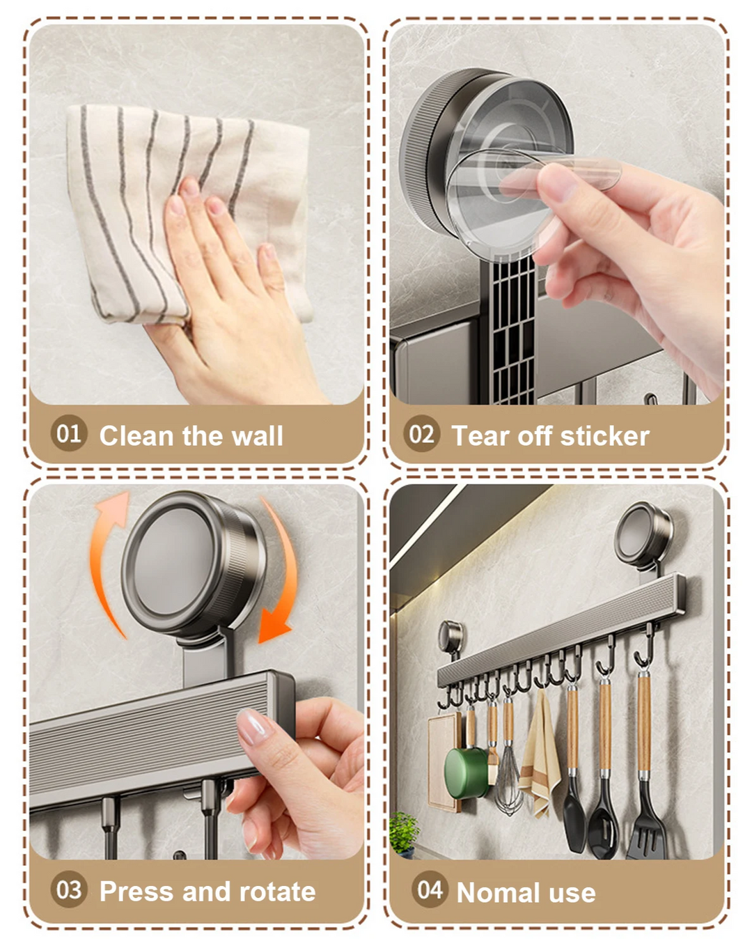 ChefSpace Kitchen Wall Hook Rail Stornfield